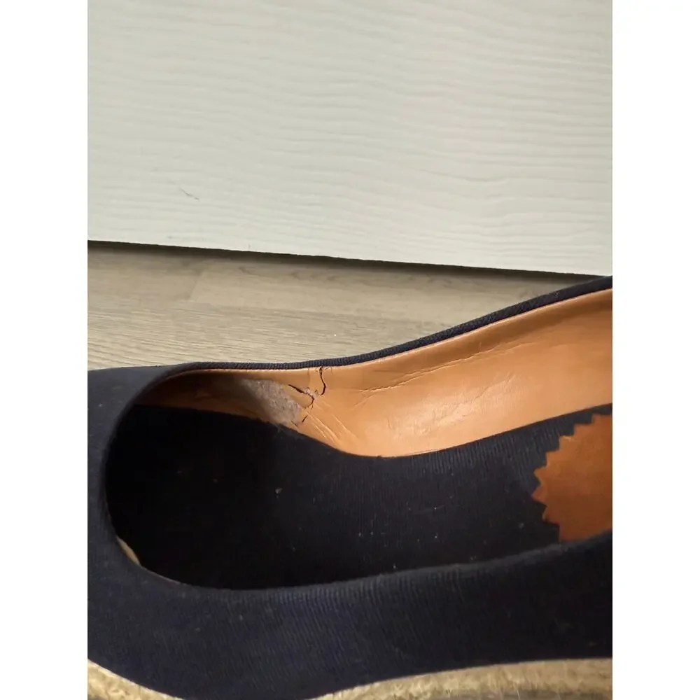 J.Crew Women's Navy Canvas Wedge Espadrille Heels Size 8